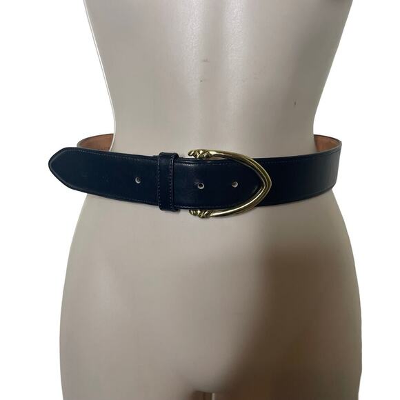 Coach 3906 Black Leather Gold tone Anchor Belt Buckle sz S - Picture 1 of 7